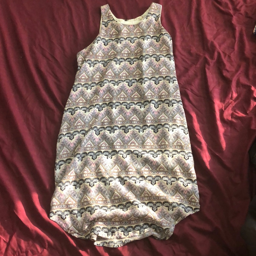 Pink patterned summer dress size small (S)